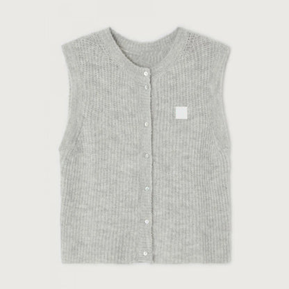 maoxiangshop  -  Women's Y2K Cute Knitted Tank Tops Casual Summer Solid Color Button-up Front Basic Sleeveless Aesthetic Sweater Vest