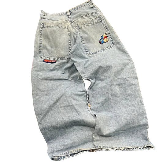 Jeans New Y2K Women Harajuku Retro Hip Hop Cartoon Embroidery Baggy Jeans Black Pants High Waisted Wide Trousers Streetwear