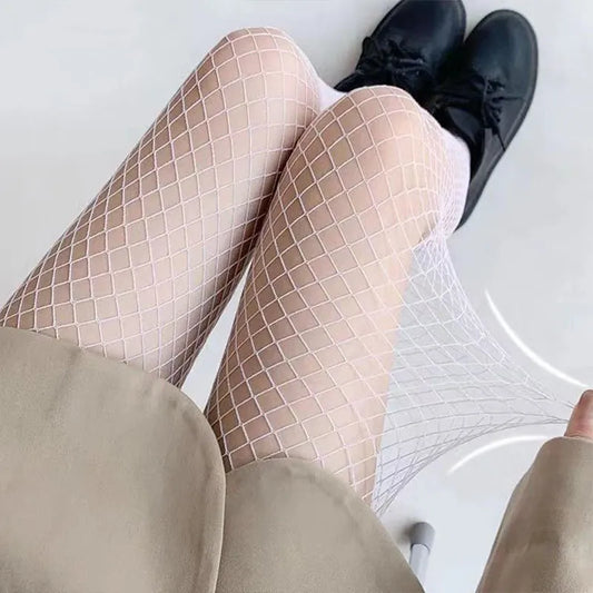 maoxiangshop Nylons Fishnet Tights Pantyhose Netting Stockings Leggings For Women White Black Mesh Tights Sexy Fishnet Stockings Lingerie