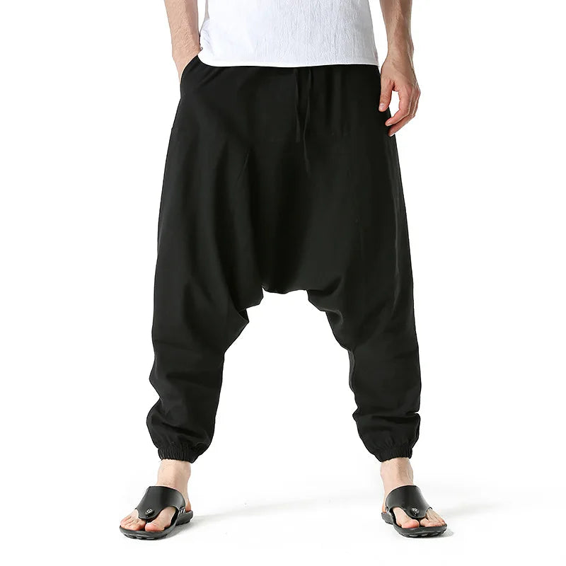 maoxiangshop New Men Harem Pants Sweatwear Baggy Casual Yoga Loose Cotton Sport Jogging Pants Worker Cross Pants for Men