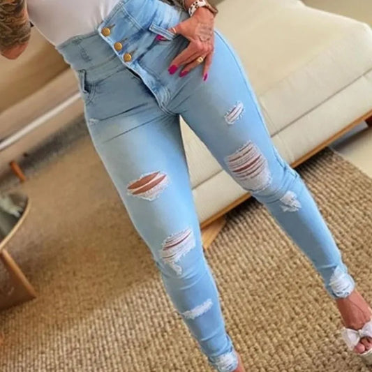 maoxiangshop Pencil Pants Jeans Women Pencil Pants Bodycon High Waist Casual Long Pant Sheath Denim Trousers Tie Y2k Trouser Spring 2024