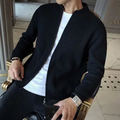 maoxiangshop Men Spring Autumn Warm Cardigan Men Zipper Sweaters Jackets Mens Slim Fit Knitted Sweatercoat Thick Cardigan Sweater Coat