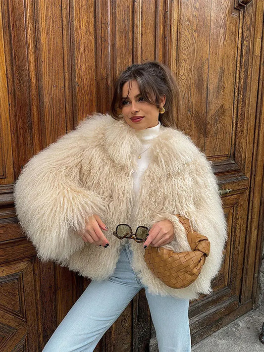 maoxiangshop  -  Luxury Warm Fluffy Faux Fur Coat 2024 Women Fashion Solid Long Sleeve Short Coats Winter Female Casual High Street Outercoat