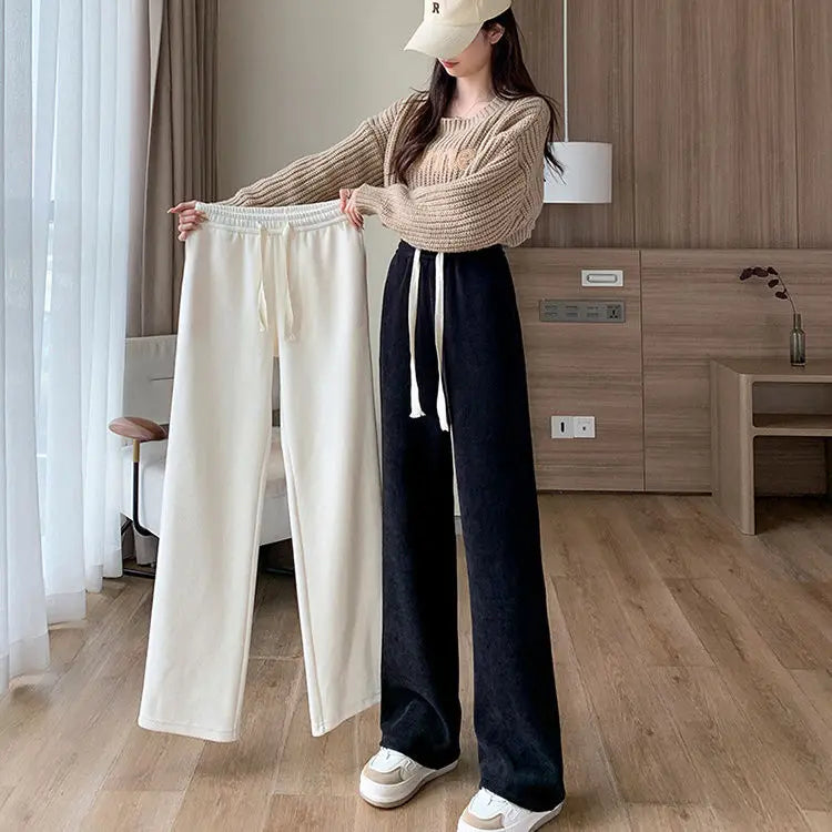 maoxiangshop Women Pants Lamb Fleece Thickened Wide Leg Pants Women Autumn Winter Loose Corduroy Pants Trousers Women Sweatpants