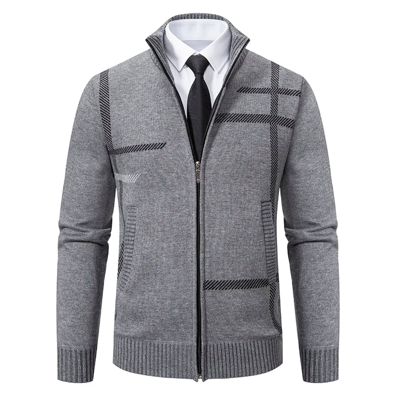 maoxiangshop New Spring and Autumn Cardigan Men's Knitwear Trend Stand-up Shirt Casual Coat Men's Wear