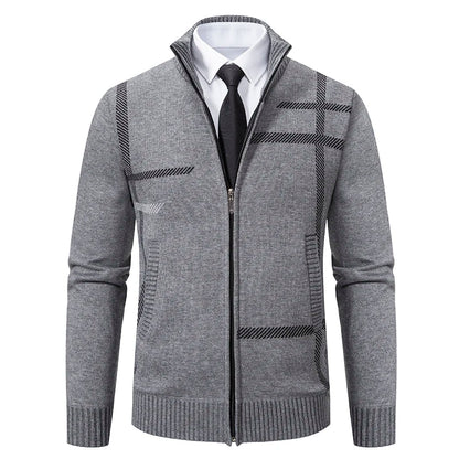 maoxiangshop New Spring and Autumn Cardigan Men's Knitwear Trend Stand-up Shirt Casual Coat Men's Wear