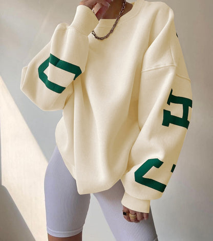 Women Letter Print Pullovers Autumn Korean Harajuku Oversized Long Sleeve Sportswear Tops 2023 Female Casual O-Neck Sweatshirts