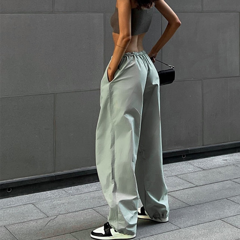 Cargo Pants Y2K Clothes Loose Drawstring Low Waist Joggers Trousers Women Casual Outfits Streetwear Baggy Wide Leg Sweatpants