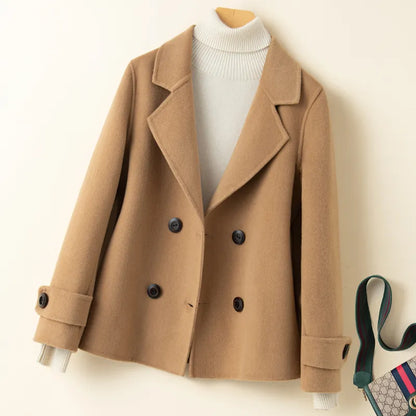 maoxiangshop New Autumn And Winter Pure Wool Double Sided Cashmere Coat Jacket High End Wool Fabric Coat Versatile Women's Top