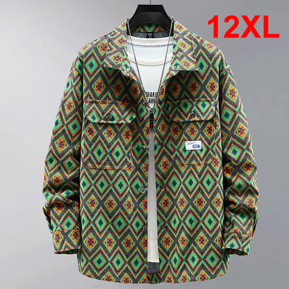 maoxiangshop Vintage Denim Jacket Men Streetwear Cargo Jacket Coat Plus Size 11XL 12XL Spring Autumn Denim Coat Big Size 10XL