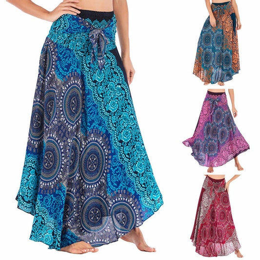 maoxiangshop Fashion Skirts Women Clothes Roupas Saia Bottom Women Skirt New Sexy Woman Long Jupe Bohemian Boho Flowers Elastic Waist Faldas