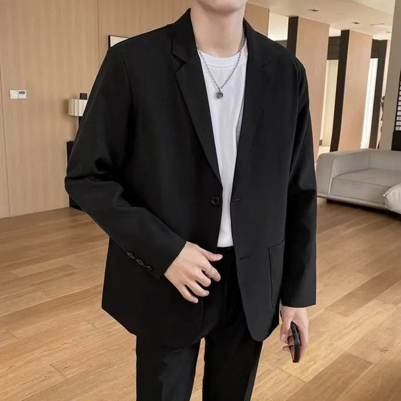 maoxiangshop WELL DRESSED MEN Shoulder Padded Blazer Men Slim Fit Fashion Social Mens Dress Jacket Korean Casual Suit Jacket Mens Office Formal Jackets Coat