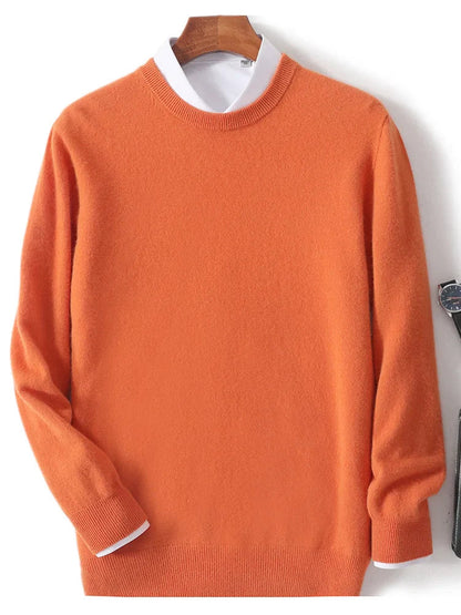 maoxiangshop Autumn and Winter New First-line Ready-to-wear Men's 100% Pure Wool Sweater Round Neck Loose Warm Solid Color Pullover