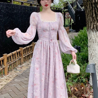 Summer Elegant Fairy Midi Dress Women Causal Long Sleeve Vintage Party Dress Female Ruffles One Piece Dress Korean Chic Y2k