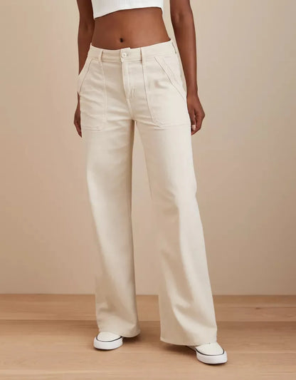 maoxiangshop  -  Autumn New Loose Straight Leg Pants for Women  Solid Corduroy Pants Women's Casual Pants