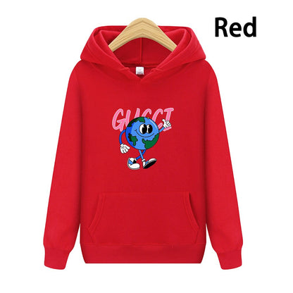 Earth Pattern Print Hoodies Autumn Winter Women's Fashion Versatile Multicolor O-Neck Sweatshirts Sweet Lovely Loose Fleece Tops