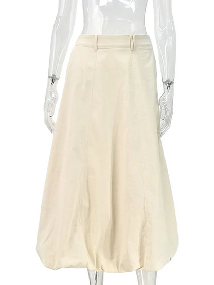 maoxiangshop  -  Autumn High Waist Fashion Long Skirt Women's Slim Solid Elegant Commute Streetwear Loose Casual Ladies Maxi Skirt 2025 New