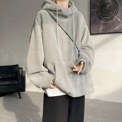 maoxiangshop Harajuku Corduroy Hoodies Men High Quality Streetwear Loose Y2k Hip Hop Hooded Sweatshirts Couple Clothing Female Pullovers