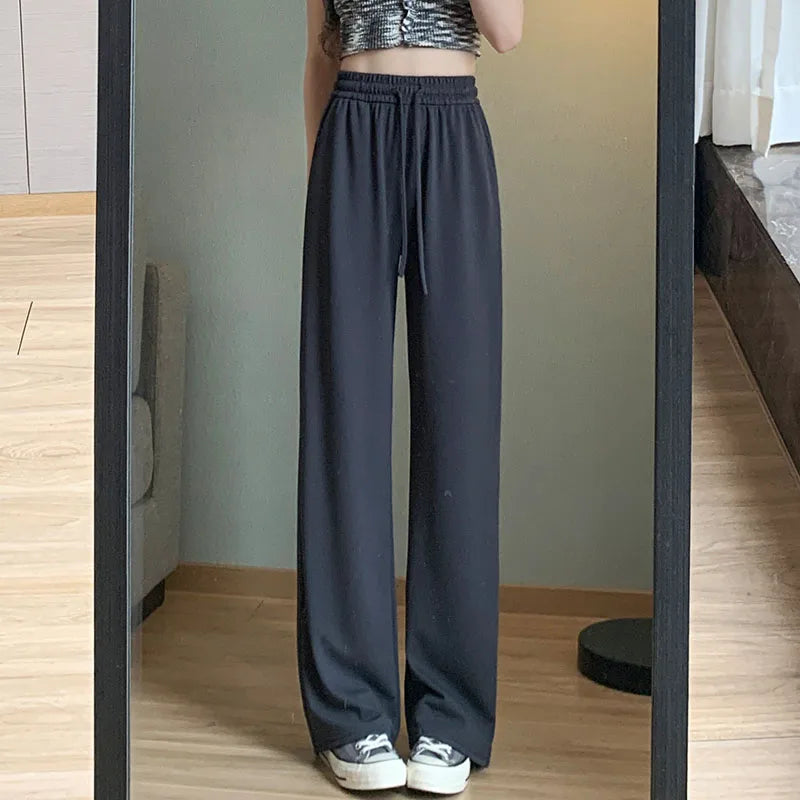 maoxiangshop New Spring and Autumn High Waist Fashion Korean Straight Leg Pants for Women's Casual Loose Versatile Trendy Wide Trousers