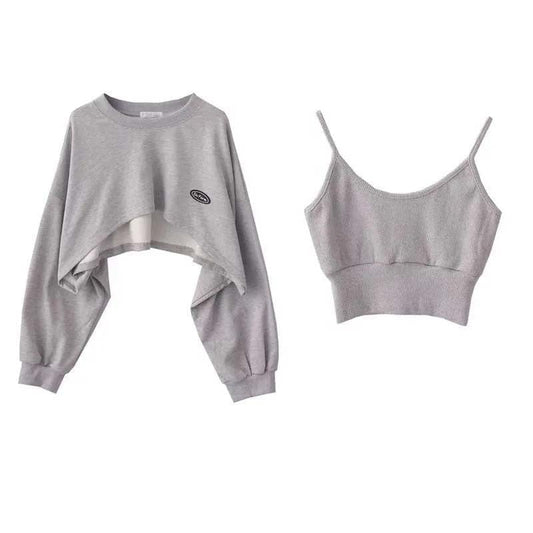 maoxiangshopWomen's Short Thin Sweatshirt Long Sleeve Crew Neck Casual Top Blouse Daily Casual Two-piece Simple Style Wholesale