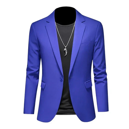 maoxiangshop Fashion Men's Business Casual Blazer White Red Green Black Solid Color Slim Fit Jacket Wedding Groom Party Suit Coat M-6XL