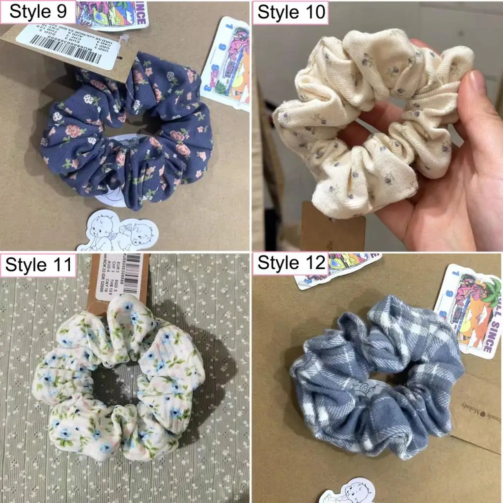 Floral Print Sweet Cute Scrunchie Woman Four Seasons Elastic Hair Rope Casual Scrunchies Style Can be Changed 4 Pcs/bag