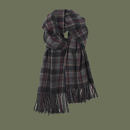 maoxiangshop New Imitation Cashmere Women Scarf Winter Preppy Style Vintage Plaid Scarve Pashmina Mujer Foulard Blanket Wrap Shawl Pareo