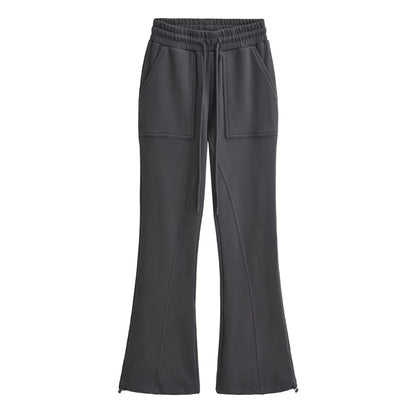 maoxiangshop -  Lace Up Loose Cargo Pants Women High Waist Fashion Pocket Baggy Sweatpants Women's Solid Streetweat Woman Autumn New