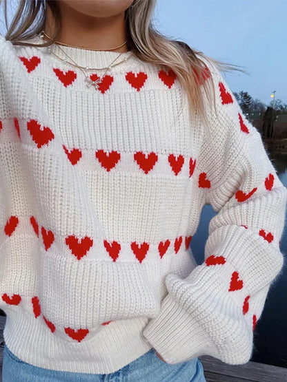 maoxiangshop  -  Loose Knit Women's Sweater Fashion Jacquard Long Sleeve Top Pullover 2024 Autumn New Casual Lady Tops Knitwear Streetwear Jumper