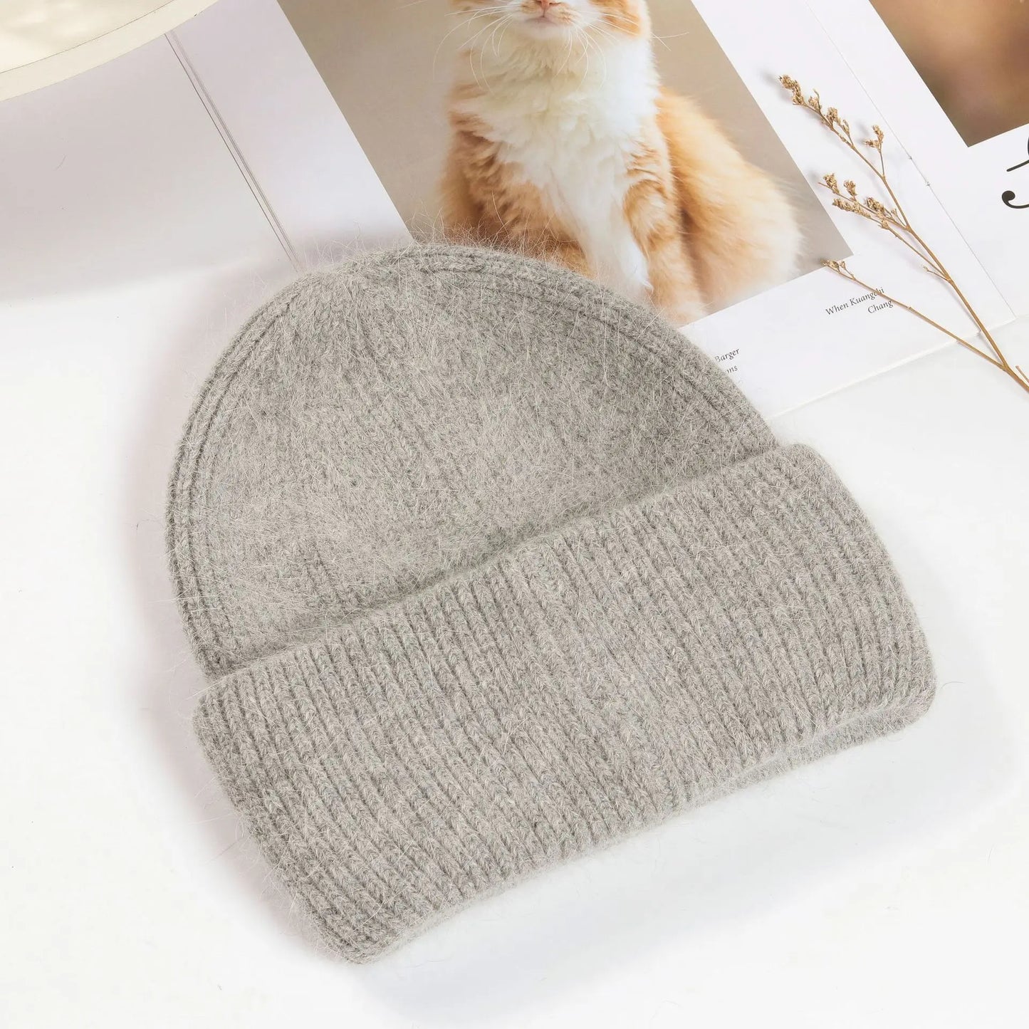 maoxiangshop Winter Hat Real Rabbit Fur Winter Hats For Women Fashion Warm Beanie Hats Women Solid Adult Cover Head Cap