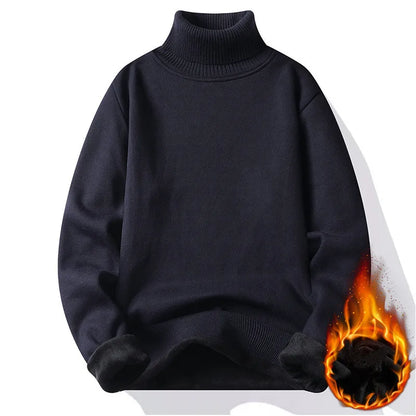 maoxiangshop Autumn Winter Men's Turtleneck Sweater Men's Knitting Pullovers Rollneck Knitted Sweater Warm Men Jumper Slim Fit Casual Sweater