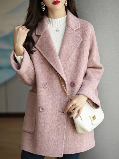 maoxiangshop Wool Coat Elegance Coats and Jackets Women New In Autumn Winter Jacket Women Korean Style Long Sleeve Office Lady Trench Coat