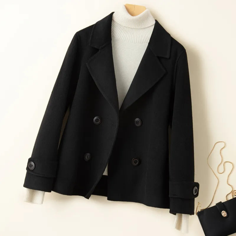 maoxiangshop New Autumn And Winter Pure Wool Double Sided Cashmere Coat Jacket High End Wool Fabric Coat Versatile Women's Top