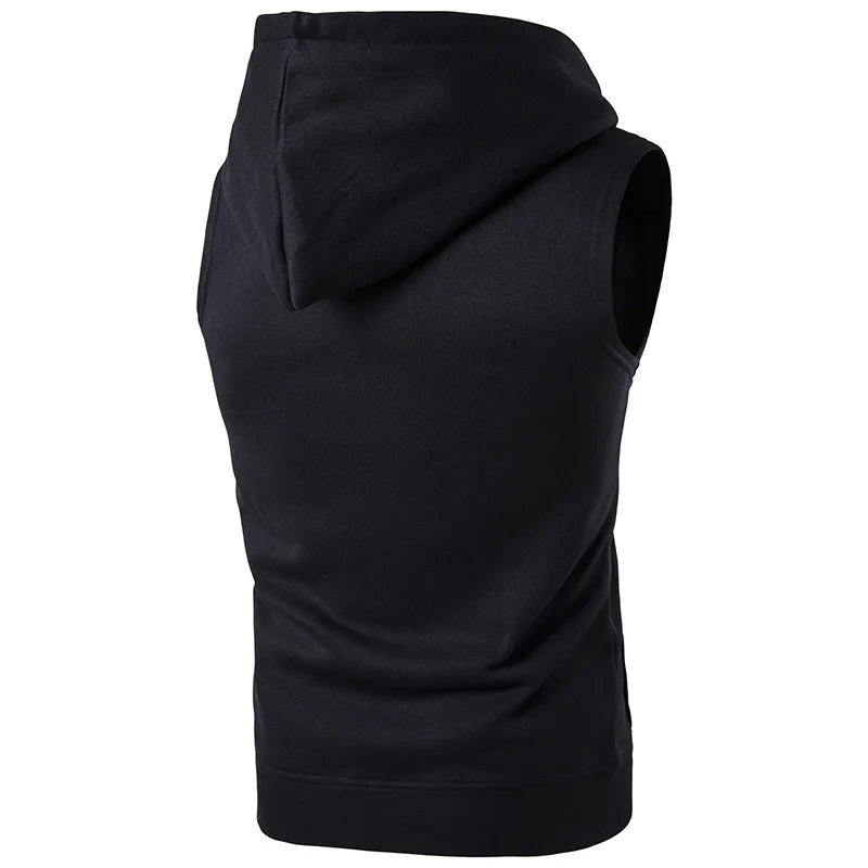 maoxiangshop New Men's Hooded Zipper Pocket Sleeveless Vest Coat Hoodie with a Zipper Clothes for Men