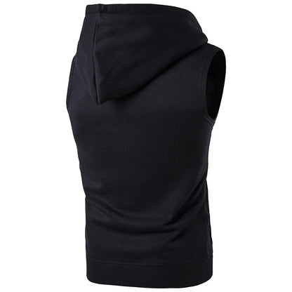 maoxiangshop New Men's Hooded Zipper Pocket Sleeveless Vest Coat Hoodie with a Zipper Clothes for Men
