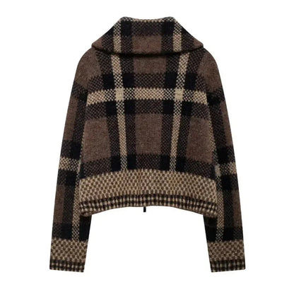 maoxiangshop  -  Vintage Knitted Sweater Jacket Woman Single Breasted Lapel Pocket Casual Thicken Coat 2024 Autumn Lady High Street Warm Outwear