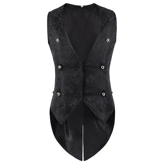 maoxiangshop Mens Victorian Suit Vest Men Steampunk Gothic Medieval Jacquard Waistcoat Sleeveless Tailcoat Party Halloween Costume Homme XXXL