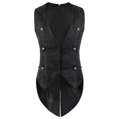 maoxiangshop Mens Victorian Suit Vest Men Steampunk Gothic Medieval Jacquard Waistcoat Sleeveless Tailcoat Party Halloween Costume Homme XXXL