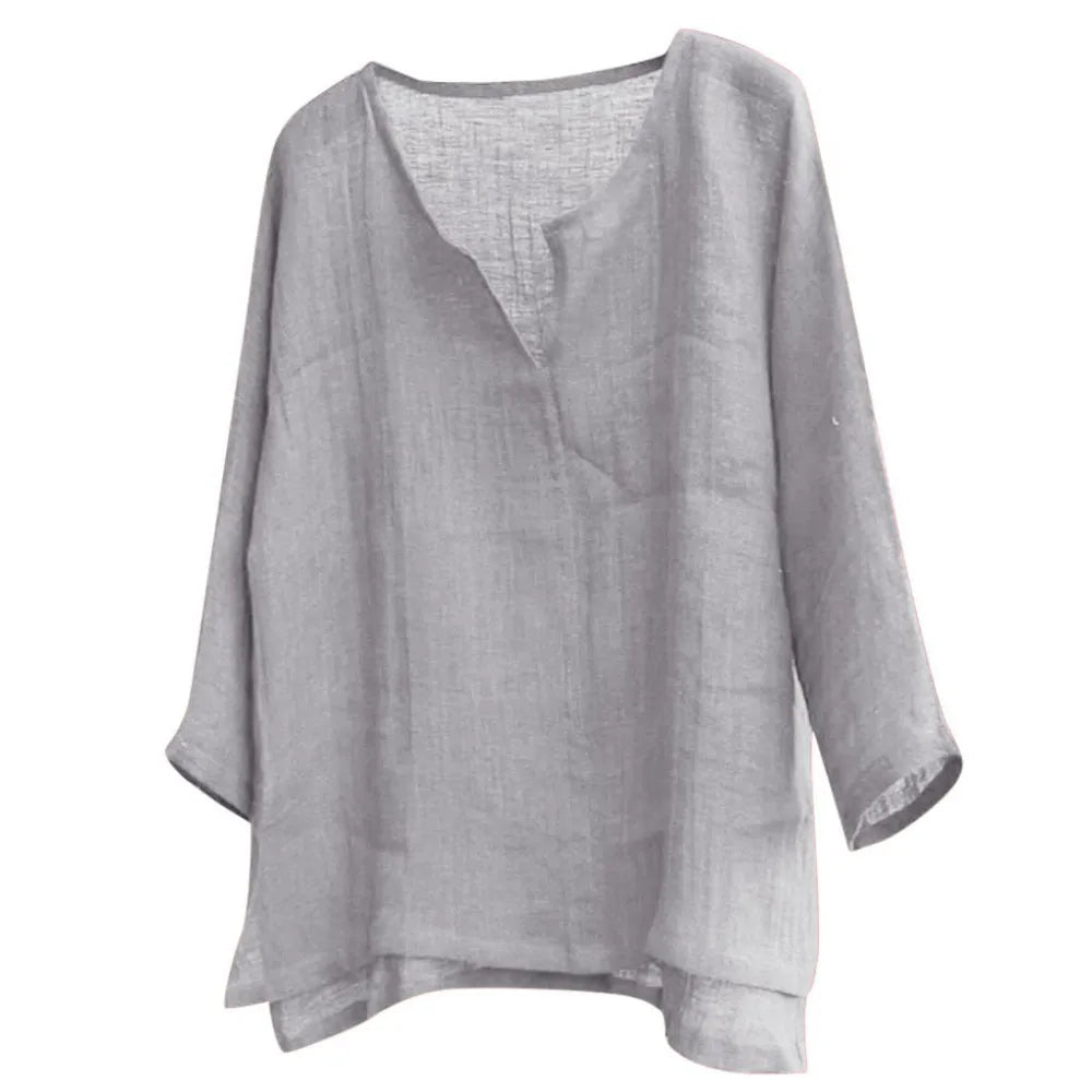 maoxiangshop New Men's Summer Spring Long Sleeve Loose Shirt Solid Color Casual Long Sleeve Cool Shirt Vn-eck Tops Size S-5XL