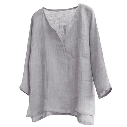 maoxiangshop New Men's Summer Spring Long Sleeve Loose Shirt Solid Color Casual Long Sleeve Cool Shirt Vn-eck Tops Size S-5XL