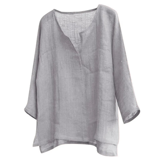 maoxiangshop New Men's Summer Spring Long Sleeve Loose Shirt Solid Color Casual Long Sleeve Cool Shirt Vn-eck Tops Size S-5XL