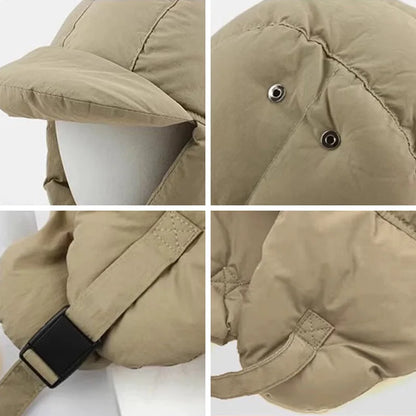 maoxiangshop  -  Down Cotton Bomber Hats for Women Winter Windproof Ear Protection Cap Warm Thick Motorcycle Lining Korean Solid Cycling Ski Hat