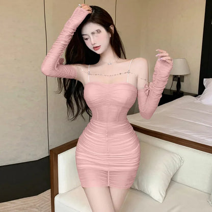 maoxiangshop 2024 Women's Clothing Pure Desire Aesthetic Hot Chick Mesh Slim Fit Smooth Silhouette Dress From Southeast Asia Americas