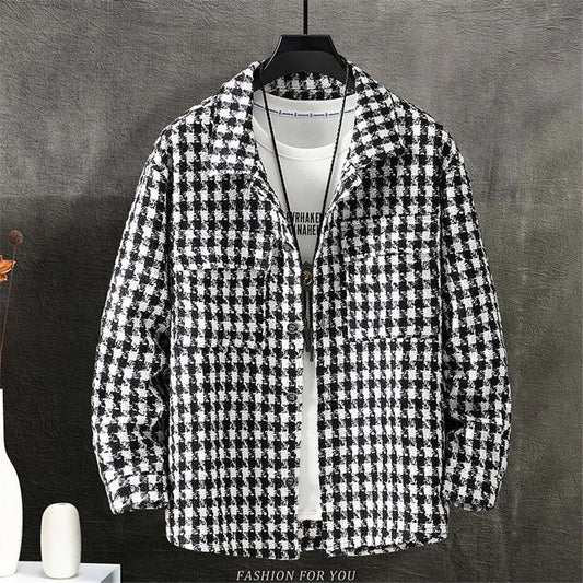 maoxiangshop Plaid Jacket Men Plus Size 10XL Jackets Coat Spring Autumn Fashion Casual Black White Plaid Coats Male Big Size 10XL