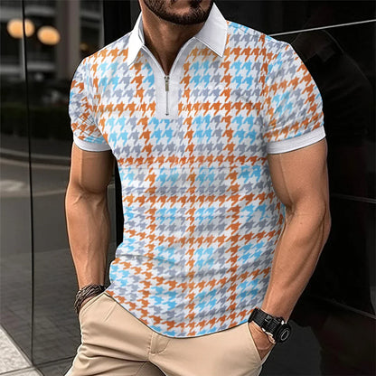 maoxiangshop 2024 Summer Best-Selling Men's Polo Shirt Lapel Printed Men's Clothing Stripes Polo Shirt Casual Sports Men's Shirt