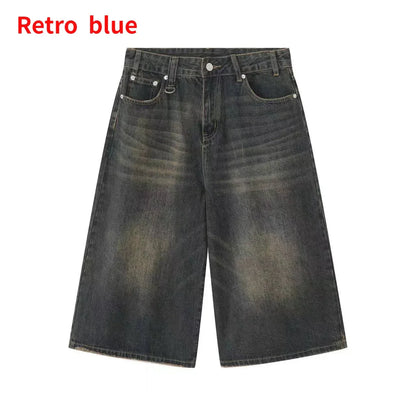 Y2k Retro Women Low Rise Jorts Brushed Black Wash Cropped Baggy Jeans Wide Leg Frayed Denim Short Pants Acubi Fashion