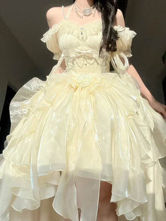 maoxiangshop Elegant and Noble Generative Color Lolita Flower Wedding Dress Adult Dress Sling Dress