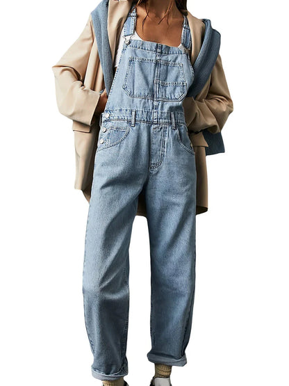 maoxiangshop Blue Denim Overalls Jumpsuit Rompers Women Belted Hole Hollow Out E-girl Casual Work Pants Hot Y2k Jeans Long Pants Streetwear