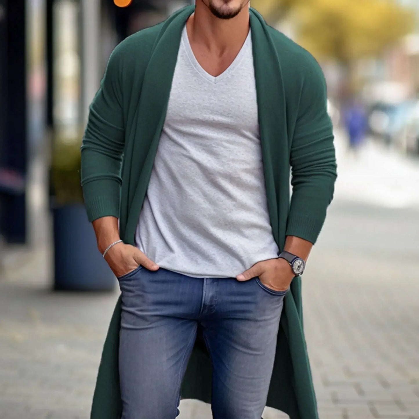 maoxiangshop Men's Thin Knitted Sweater Cardigans Solid High Quality Soft Long Woolen Coat Jacket for Men Spring Autumn Knitted Jacket