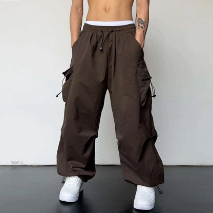 maoxiangshop Streetwear Spring Summer Cargo Pants Men Multi-pocket Harajuku Fashion Casual Men's Jogger Pants Wide Leg Loose Hip Pop Pants